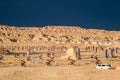 Oil field on yardang landforms Royalty Free Stock Photo