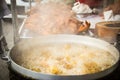 Oil for fried chicken is boiling in the pot, Royalty Free Stock Photo