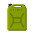 Oil Fuel Jerrycan, Green Canister for Gasoline Vector Illustration