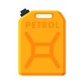 Oil Fuel Jerrycan, Yellow Canister for Gasoline Vector Illustration