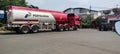 Oil Fuel Transport Tank Car owned by the Pertamina company, Jakarta 26 April 2023