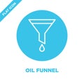 oil funnel icon vector. Thin line oil funnel outline icon vector illustration.oil funnel symbol for use on web and mobile apps, Royalty Free Stock Photo