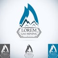 OIl gas company vector logo design template color set. fire oil drop with mountains abstract symbol concept icon. Royalty Free Stock Photo