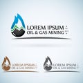 OIl gas company vector logo design template color set. fire oil drop with mountains abstract symbol concept icon. Royalty Free Stock Photo