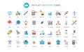 Industry trendy flat icons set, oil gas energy production, refinery factory, agriculture