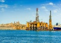 Oil and gas floating platform in Valletta harbour Royalty Free Stock Photo