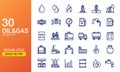 Oil and gas icon set. Oil and energy mining company outlined icon collection Royalty Free Stock Photo