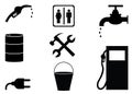 Oil and Gas Industry Black and White Icons Royalty Free Stock Photo