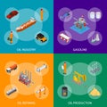 Oil Gas Industry Concept Banner Set 3d Isometric View. Vector Royalty Free Stock Photo