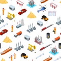 Oil Gas Industry Concept Seamless Pattern Background 3d Isometric View. Vector Royalty Free Stock Photo