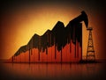 Oil gas industry graphic of price in stock market. Growth cost of fuel petroleum - concept of crisis and loss money. Generative AI