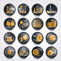 Oil and gas industry icons set. Vector illustration in flat style Royalty Free Stock Photo