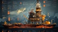 Oil and gas industry infographics. Oil drilling platform in the sea. Generative AI Royalty Free Stock Photo