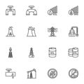 Oil and gas industry line icons set Royalty Free Stock Photo