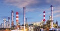 Oil and gas industry - refinery at twilight - factory - petroche Royalty Free Stock Photo