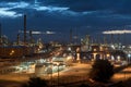 Oil and gas industry - refinery at twilight - factory - petrochemical plant Royalty Free Stock Photo