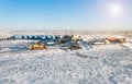 Oil and gas industry. Winter industrial landscape. Royalty Free Stock Photo