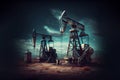 Oil and gas industry. Working oil pump jack on a oil field Royalty Free Stock Photo