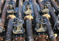 Oil and gas pipe line valves Royalty Free Stock Photo