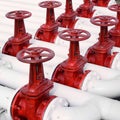 Oil and gas pipe line valves Royalty Free Stock Photo