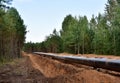 Oil and Gas Pipeline Construction. Natural Gas and Crude oil transmission in pipe from gas storage and plant development to