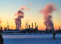 Oil and Gas plant on a cold winters  day Royalty Free Stock Photo