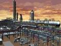 Oil & Gas plant 3D model design Royalty Free Stock Photo