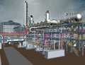 Oil & Gas plant 3D model design Royalty Free Stock Photo