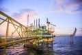 Oil and gas platform or Construction platform in the gulf or the sea, Production process for oil and gas industry Royalty Free Stock Photo