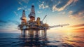 Oil and gas platform in the gulf or the sea, The world energy, Offshore oil and rig construction Royalty Free Stock Photo