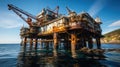 Oil and gas platform in the gulf or the sea, The world energy, Offshore oil and rig construction Royalty Free Stock Photo