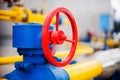 Oil gas processing plant pipe line valves Royalty Free Stock Photo