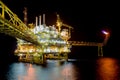 Oil and Gas processing platform in night scene.