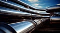 Oil and gas rafinery pipline. Industrial pipes in sunny weather. Background for news or webstite Royalty Free Stock Photo