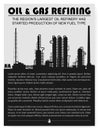 Oil and gas refinery or chemical plant silhouette. Royalty Free Stock Photo