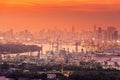 Oil gas refinery manufacturing industry plant in twilight scene in Bangkok city of Thailand., Business factory petrochemical or Royalty Free Stock Photo