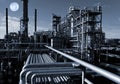 Oil and gas refinery at night Royalty Free Stock Photo