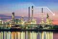 Oil gas refinery or petrochemical plant with concept of business