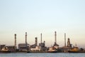 Oil and Gas Refinery plant industry factory with river on twilight time Royalty Free Stock Photo