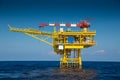 Oil and gas remote wellhead platform produce raw gas and condensate Royalty Free Stock Photo