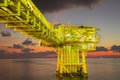 Oil and gas wellhead remote platform nearly to central processing platform