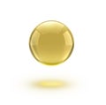 Oil gold glass ball isolated in vector on white background. Cosmetic pill capsule of vitamin E, A, Argan oil, Almond, cod liver,