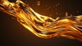 Oil gold smooth waves of liquid abstract background. Bright honey pattern.