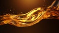 Oil gold smooth waves of liquid abstract background. Bright honey pattern.