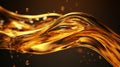 Oil gold smooth waves of liquid abstract background. Bright honey pattern.