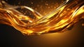 Oil gold smooth waves of liquid abstract background. Bright honey pattern.