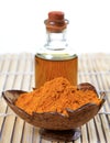 Oil and grinded turmeric Royalty Free Stock Photo