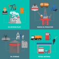 Oil and gus industry color flat icons concept set Royalty Free Stock Photo
