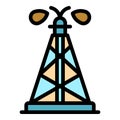 Oil gushing from the tower icon color outline vector