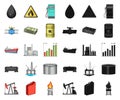 Oil industry cartoon,black icons in set collection for design. Equipment and oil production vector symbol stock web Royalty Free Stock Photo